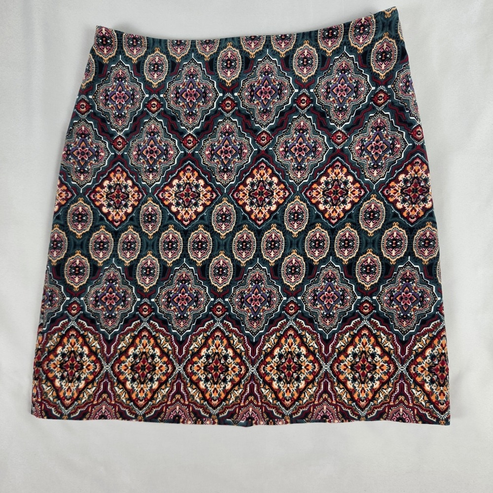 Loft Size 2‎ Multicolor Corduroy Mini Skirt  Geometric Pattern